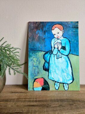 Pablo Picasso Child with Dove Art Print on bard of 1901 Painting.